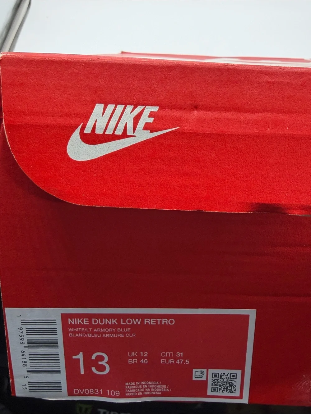 Nike Dunks Men’s Low-Top Sneakers in White with Light Blue Swoosh